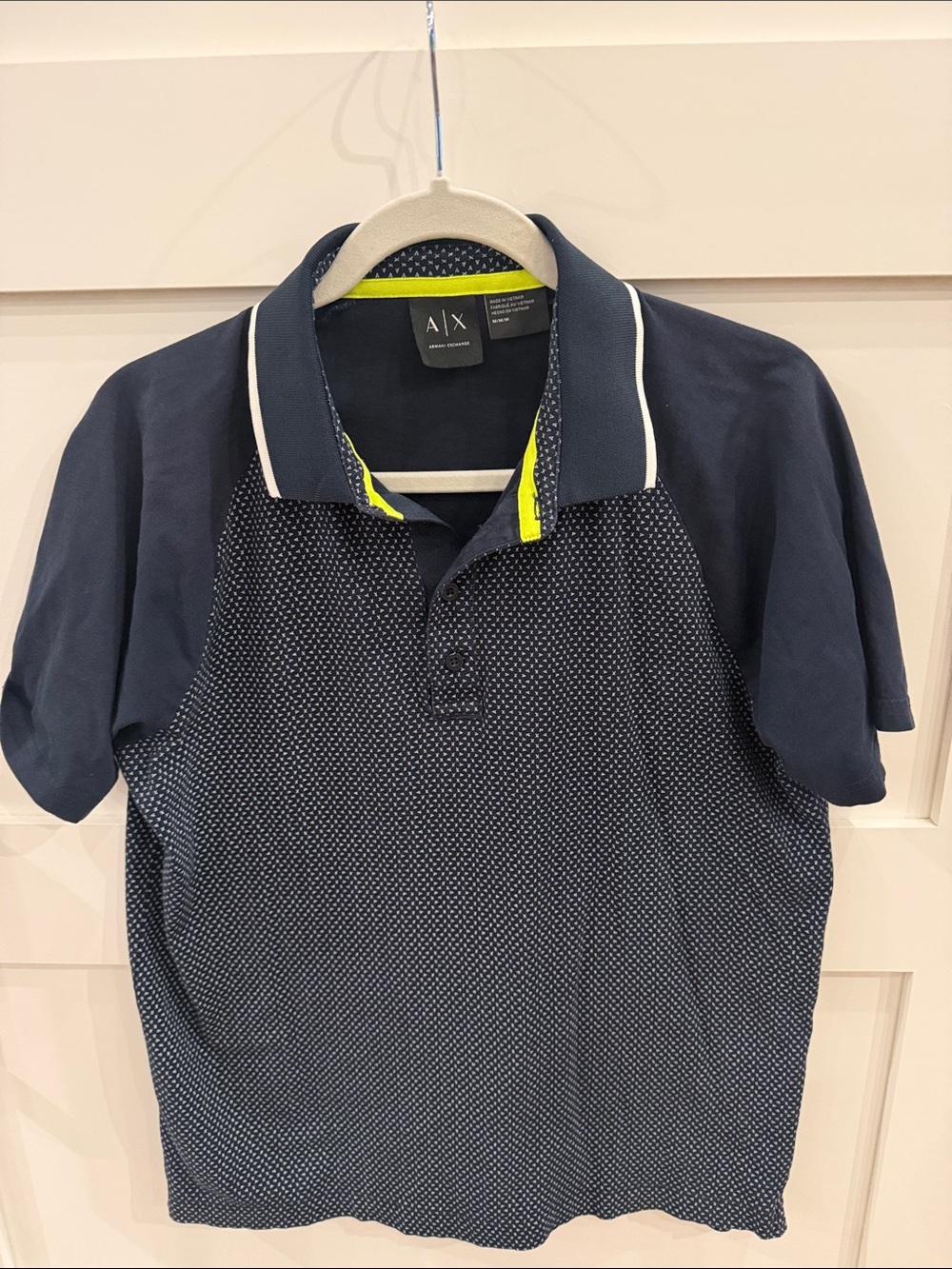A/X Armani Exchange Navy Polo with Neon Trim